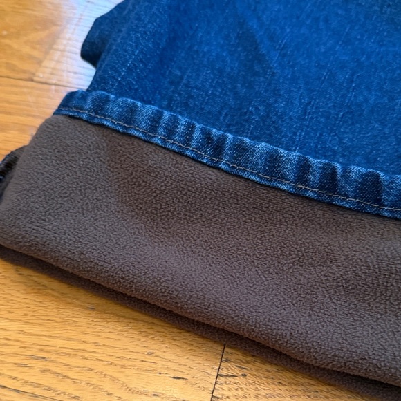 Lee Fleece Lined Jeans Dark Blue Denim 34x32 Lime NEW - Picture 2 of 7